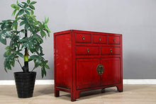 Yajutang Cassettiera cinese credenza 2 ante 5 cassetti rosso