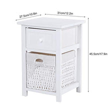 Dsrgwe Comodini 2pcs / Set Leabel Comodino da Comodino Stand Notturno con Cassetto E Cestino del Cestino Bianco