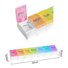 Portapillole per 7 giorni, in plastica portatile, 7 scomparti, 7 colori