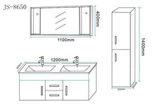 MOBILE BAGNO COLONNA COMPLETO MODELLO WHITE MALIBU 120 CM DOPPIO LAVABO RUBINETTI INCLUSI