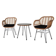 Stafeny - Set di 3 sedie per bambini in rattan intrecciato con tavolo e sedie in vimini e tavolo in vetro temperato, colore: Giallo lino