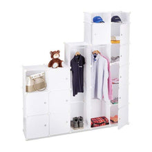 Relaxdays 10021977_49 Armadio Componibile, 18 Scomparti, Sistema a Incastro, Plastica, 145,145x200,3 cm, Bianco
