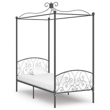 SKM Letto a Baldacchino Grigio in Metallo 100x200 cm (23.3kg)