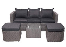 Mendler Salottino da Esterno HWC-J37 Intreccio polyrattan Acciaio Spun Poly Grigio Cuscini Antracite