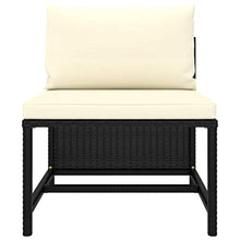 SKM Set Divani da Giardino 5 pz con Cuscini in Polyrattan Nero (31.8kg)
