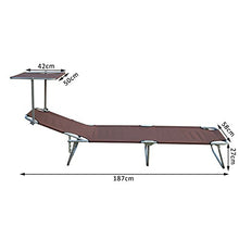 Outsunny Lettino Prendisole da Giardino, Sdraio Pieghevole e Regolabile con Tettuccio in Tessuto Marrone, 187x58x50cm