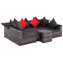 SKM Set Divani da Giardino 7 pz con Cuscini in Polyrattan Grigio (62.2kg)