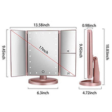 deweisn Specchio Trucco con 21 LEDs, Specchio di Vanity Trifold Ruota di 180° Ingrandimento 1x / 2X / 3X Specchio per Il con Touchscreen per Il Trucco e la Cura della Pelle (Oro Rosa)
