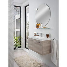Fackelmann Set di mobili da bagno marroni, 5 pezzi Lima con lavabo sospeso in ghisa 80 cm & specchio da bagno & ripiano in vetro