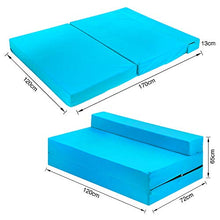 Futon Z - Divano letto matrimoniale pieghevole per adulti e bambini con rivestimento rimovibile con cerniera (cielo)