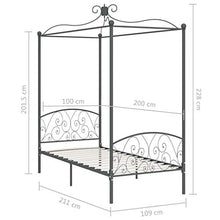 SKM Letto a Baldacchino Grigio in Metallo 100x200 cm (23.3kg)