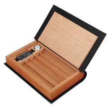 Cigar Humidor, Legno di Cedro Solido Cigar Box Libro Cigar Box con Il Sigaro Cutter 5 Sticks (260 * 163 * 40MM),A