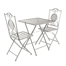 Set da giardino pieghevole tavolino e 2 sedie in ferro grigio Grigio