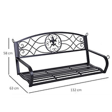Outsunny Dondolo 2 Persone Design Classico Catene Incluse da Giardino Acciaio 132 x 63 x 58 cm Nero