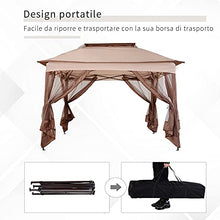Outsunny Gazebo da Giardino con Zanzariera Impermeabile Richiudibile Telo in Tessuto di Poliestere 325×325cm