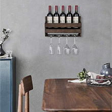 OROPY Portabottiglie a Parete e Supporto in Vetro, Scaffale di Esposizione di stoccaggio del Vino in Legno Rustic, per Arredamento Cucina, Sala da Pranzo, Bar, casa e Cucina, Completamente assemblato