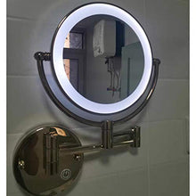ZJBB Specchio Trucco con Luci da Parete, 360°Girevole Specchio Ingranditore con Luce 7X, Specchio Bagno Estensibile, Specchio da Barba Realizzato in Ottone, USB Ricaricabile