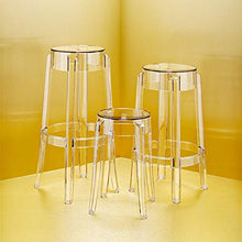Kartell Charles Ghost Sgabello Large, H. 75 cm, Set da 2, Policarbonato Trasparente o colorato in Massa, Cristallo, H. 75