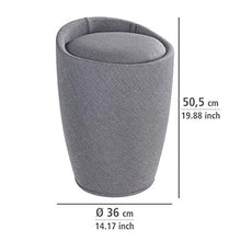 WENKO Sgabello portabiancheria Candy grigio effetto lino, ABS, 36 x 50.5 x 36 cm, Grigio
