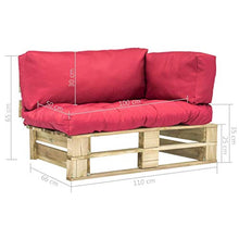 SKM Divano da Giardino su Pallet con Cuscini Rossi in Legno PinoB