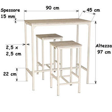 yelloo MOD. Brasil Set Tavolo e 2 SGABELLI Bar Arredamento H.96cm Cucina Beige