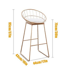 Sgabello Alto da Bar Imbottito in Oro, (Seduta 75 cm, 30 Pollici), Cuscino in Misto Cotone e Lino con Struttura in Ferro per ristoranti, Bar, caffè, Reception