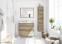 Dmora Mobile Bagno + Specchio-Legno-cm. 80 x 80 x 45, Unico