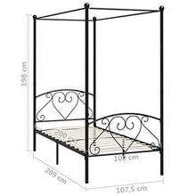 SKM Letto a Baldacchino Nero in Metallo 100x200 cm (20.9kg)