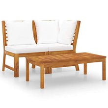 FAMIROSA Set Divani da Giardino 3 pz con Cuscini Crema in Legno Acacia-1834