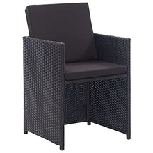 SKM Set da Pranzo da Giardino 17 pz con Cuscini in Polyrattan Nero (167.9kg) Nero-6431