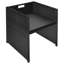 FAMIROSA Set da Pranzo da Giardino 9 pz con Cuscini in Polyrattan Nero -2543