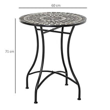 Outsunny Tavolino da Giardino in Metallo e Ceramica, Tavolo da Esterno per Terrazzo o Balcone, Ф60x71cm, Nero