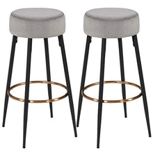 2x Sgabelli da bar tessuto (velluto) rotondo piedini in metallo altezza 80 cm selezione colore Duhome 5168A, colore:grigio, materiale:velluto