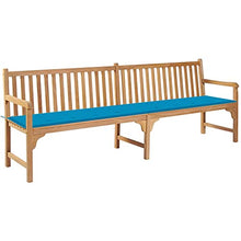 vidaXL Panca da Giardino con Cuscino Blu 240 cm in Massello di Teak