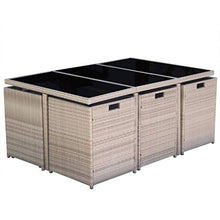UnfadeMemory Set da Pranzo da Giardino per Giardino o Patio 11 pz con Cuscini in Polyrattan Beige