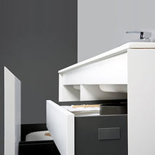 Mobile bagno Luna 1200 bianco opaco - Specchio opzionale, Lavabo minerale:lucido, Specchio:Con specchio 2137