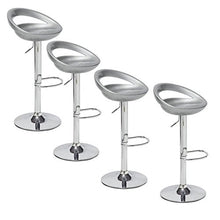 Vendideur Pro - Set di 4 sgabelli da bar regolabili in plastica ABS grigia, altezza regolabile su manico 84-104 cm