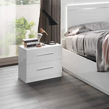 Letto Facile MF Comodino Star Bianco Lucido 2 cassetti, 48 x 55 x 36 cm