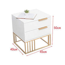 Comodino Comodino con Metal Gold Frame 2 cassetti Comodino Mobili Camera da Letto per Divano Letto Camera da Letto (Color : White, Size : 45x40x50CM)