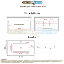 Mobile bagno SOSPESO 80 cm con lavabo in ceramica e specchio con cassetti BIANCO LINDA 8280