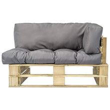 SKM Divano da Giardino su Pallet con Cuscini Grigi in Legno Pino