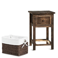 LICHUAN Tavolino comodino mini 2 strati 1 cassetto in legno comodino con cestino per la spesa MDF e solido Paulownia comodino facile da montare