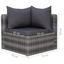 GOTOTOP 2 pz Divano Angolare da Giardino,Divano da Esterno 2 Posti,con 2 Cuscini di Seduta e 2 Cuscini per Lo Schienale,in Polyrattan,Grigio