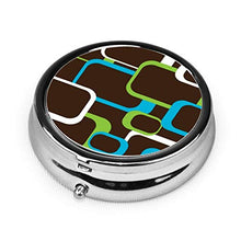 Scatola rotonda per medicina portatile, mini pillole in metallo, dispenser per pillole, borsa da tasca, regalo da viaggio, marrone, verde, blu, bianco, retro