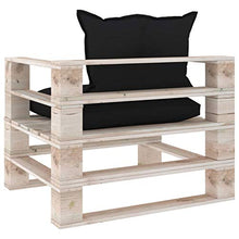 FAMIROSA Divano da Giardino in Pallet con Cuscini Nero in Legno di Pino