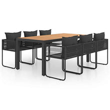 FAMIROSA Set da Pranzo da Giardino 7 pz in Rattan PVC Nero e Marrone-0110