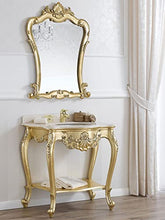 Simone Guarracino Luxury Design Consolle e Specchio Eleonor Stile Barocco Francese arredo Bagno Foglia Oro Marmo Crema