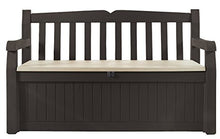 Keter Cassapanca Eden Bench Marrone con Seduta Beige 265 Lt in Resina Cm 140X60X84 H & Amazon Basics Telo di copertura sagomato per panca a 3 posti