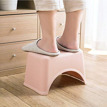Sgabello in plastica, sgabello basso quadrato ispessito (per adulti e bambini), robusto, adatto per soggiorno, bagno, esterno, ecc, Con tappetino antiscivolo/rosa / 28x18x20cm