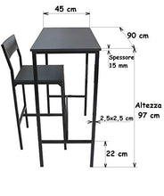 yelloo Set Tavolo Bar e 2 SGABELLI Arredamento MOBILI Cucina H.96cm Set LIGNANO